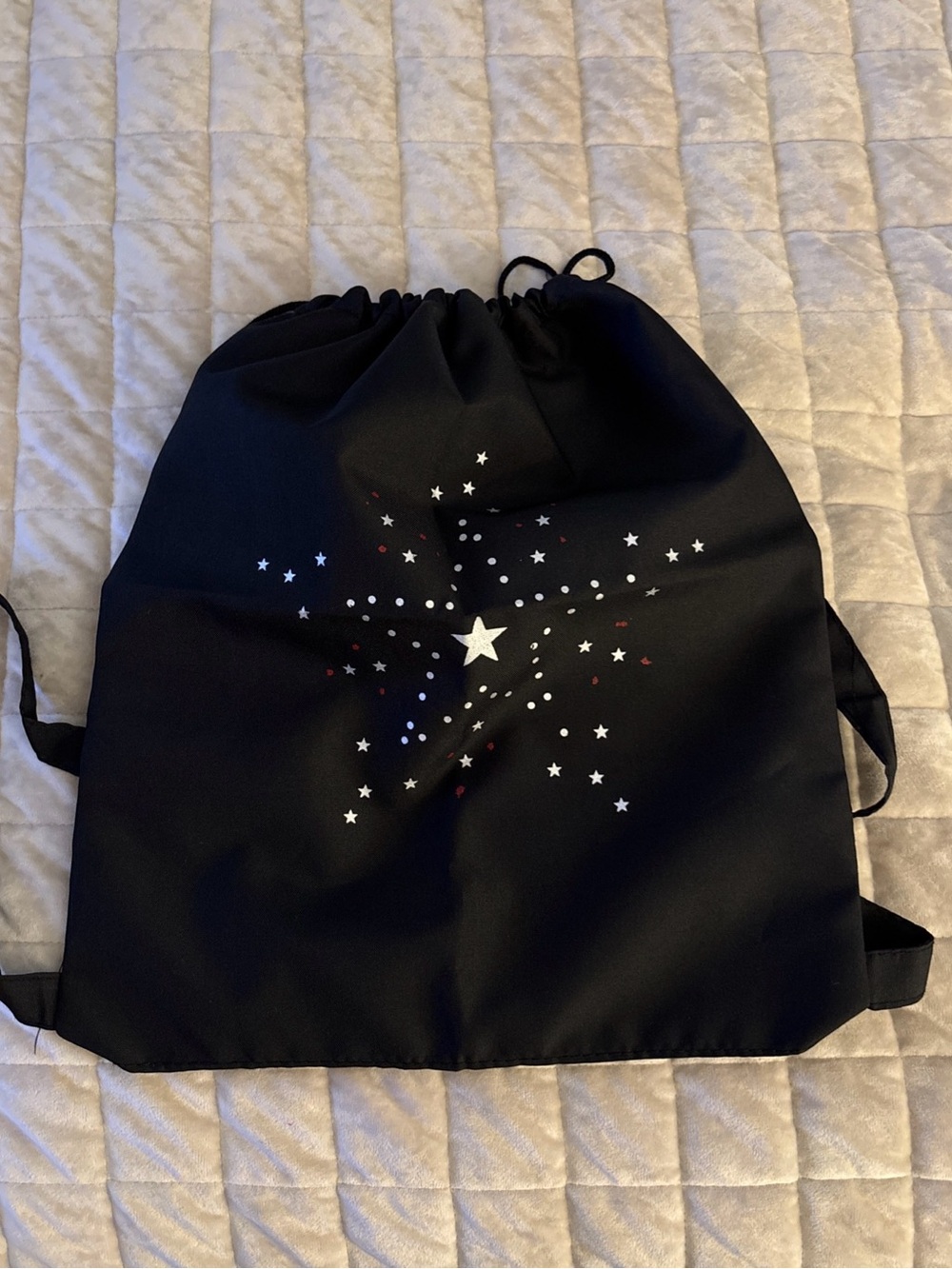 Black Star Print Nylon Drawstring Backpack - Women Bags